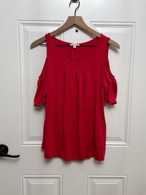 Max Studio Red Cold-Shoulder Tank Top